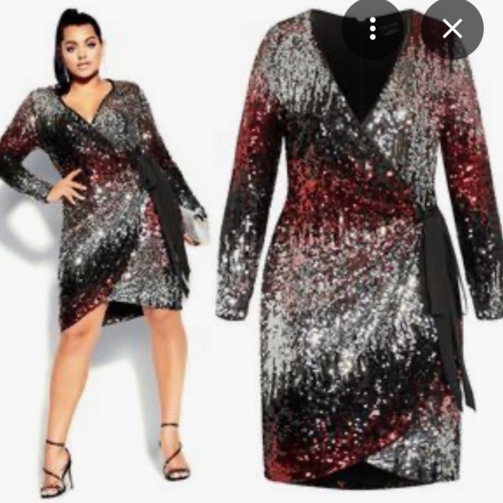 CITY CHIC SHIMMER BLACK, SILVER AND RED